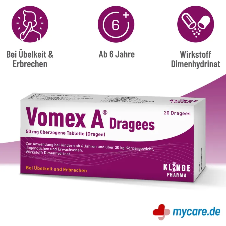Vomex A Dragees 50 mg überzogene Tabletten, 20 St