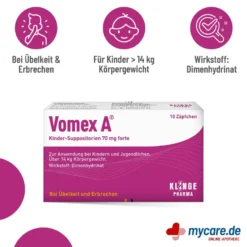 Vomex A Kinder-Suppositorien 70 mg forte, 10 St