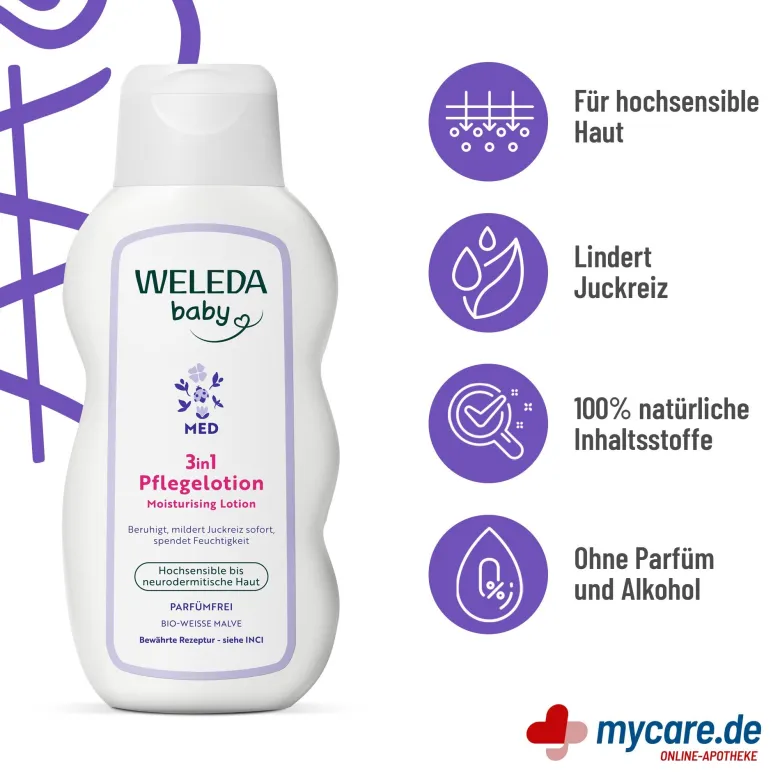 Weleda Baby Med 3in1 Pflegelotion Weiße Malve, 200 ml