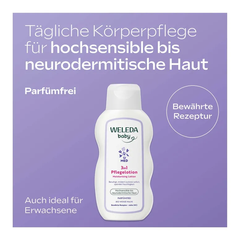 Weleda Baby Med 3in1 Pflegelotion Weiße Malve, 200 ml