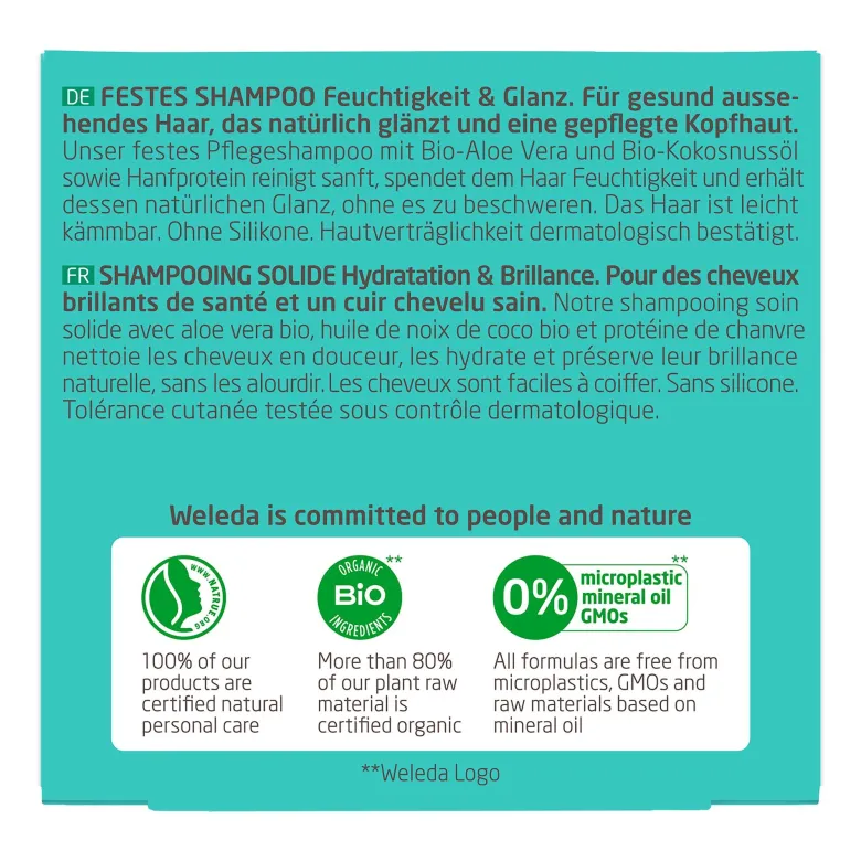 Weleda Festes Shampoo Feuchtigkeit & Glanz, 50 g