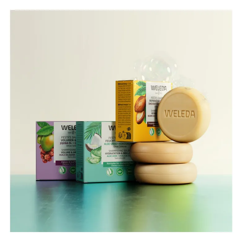 Weleda Festes Shampoo Feuchtigkeit & Glanz, 50 g