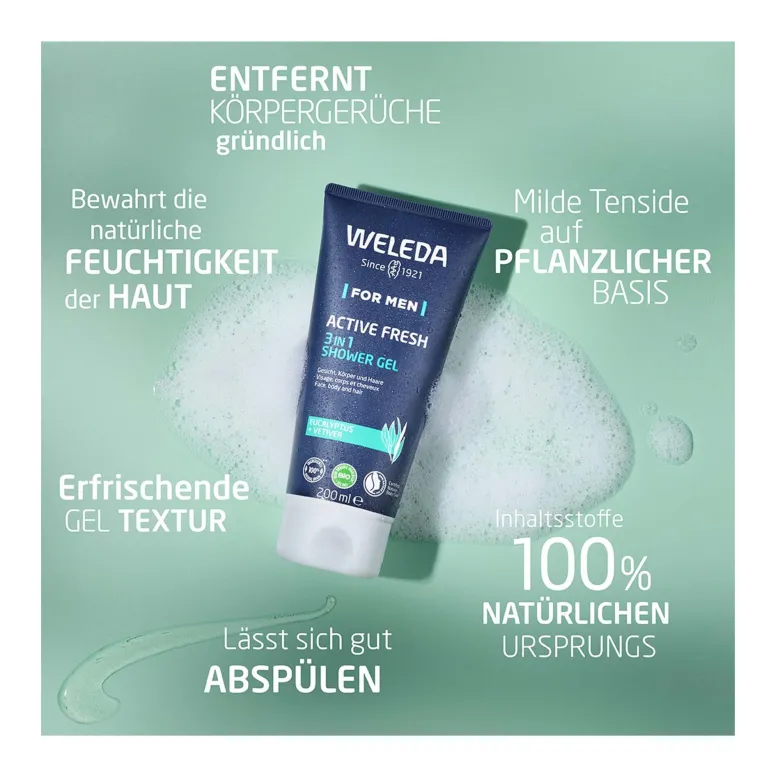 Weleda For Men Active Fresh 3in1 Duschgel, 200 ml