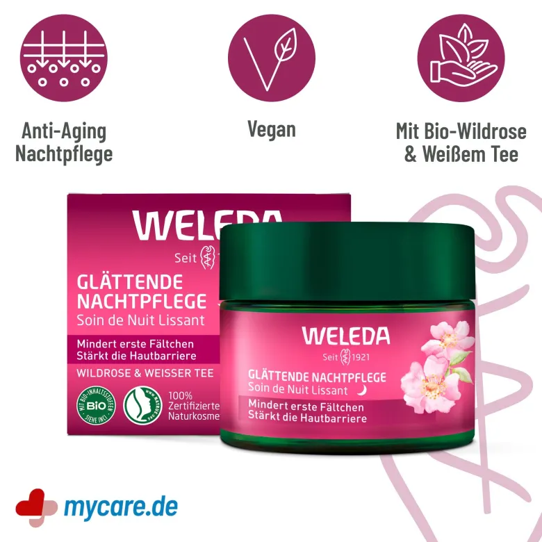 Weleda Glättende Nachtpflege Wildrose & Weißer Tee, 40 ml