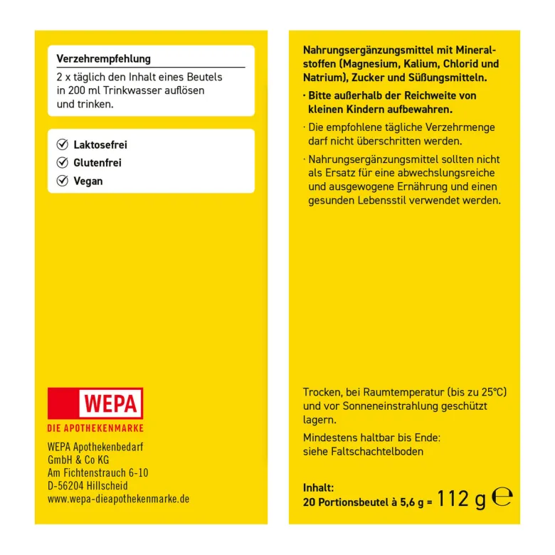 WEPA Elektrolyte Pulver Zitrone, 20X5.6 g