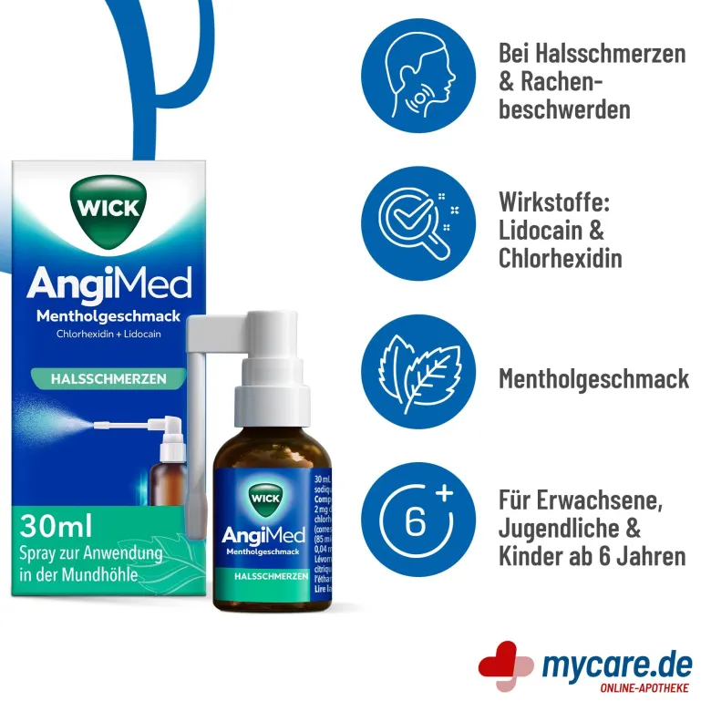 Wick AngiMed Mentholgeschmack Spray, 30 ml