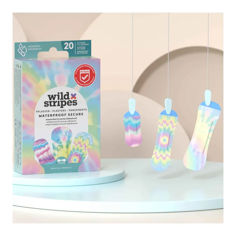 Wild Stripes Waterproof Pflaster - Rainbow Edition, 20 St