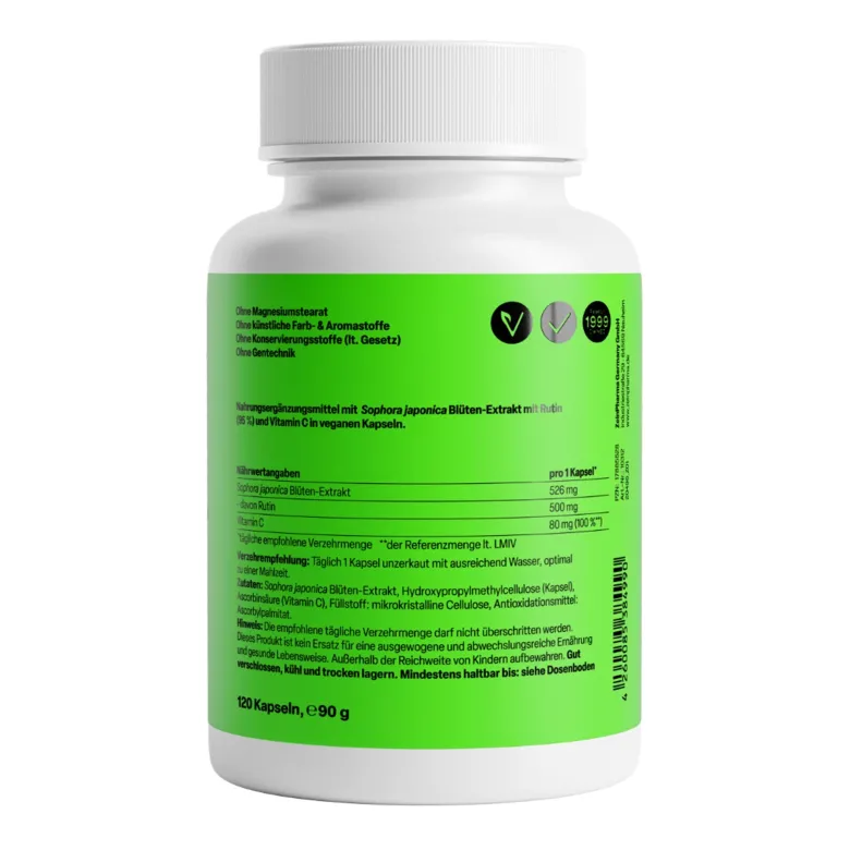 ZeinPharma Rutin 500mg mit Vitamin C Kapseln, 120 St