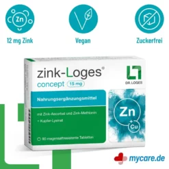 Zink-Loges concept 15 mg magensaftresistente Tabletten, 90 St