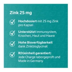 Zink 25 mg Immunsystem Plus Kapseln, 120 St