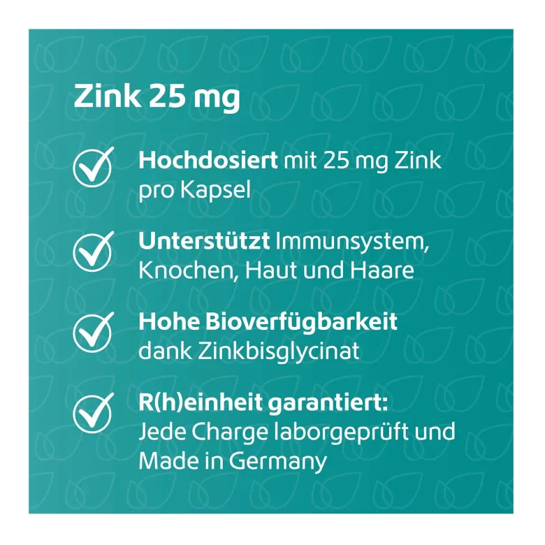 Zink 25 mg Immunsystem Plus Kapseln, 120 St
