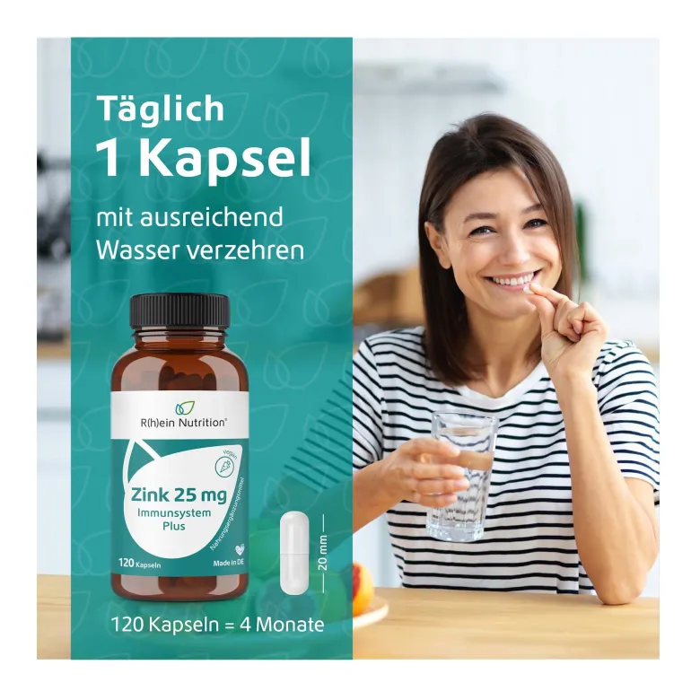 Zink 25 mg Immunsystem Plus Kapseln, 120 St